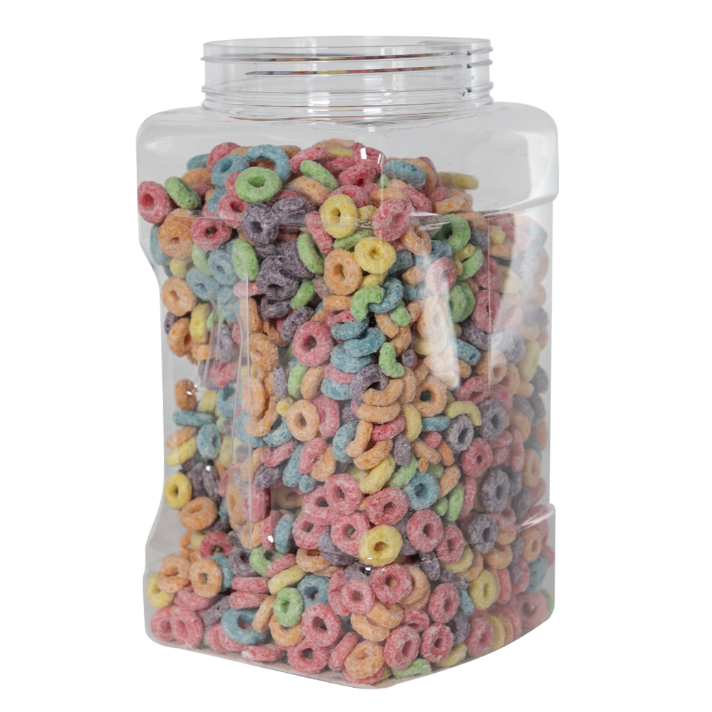 128 oz. (1 Gallon) Clear PET Pinch GripIt Square Jars with 120mm Neck