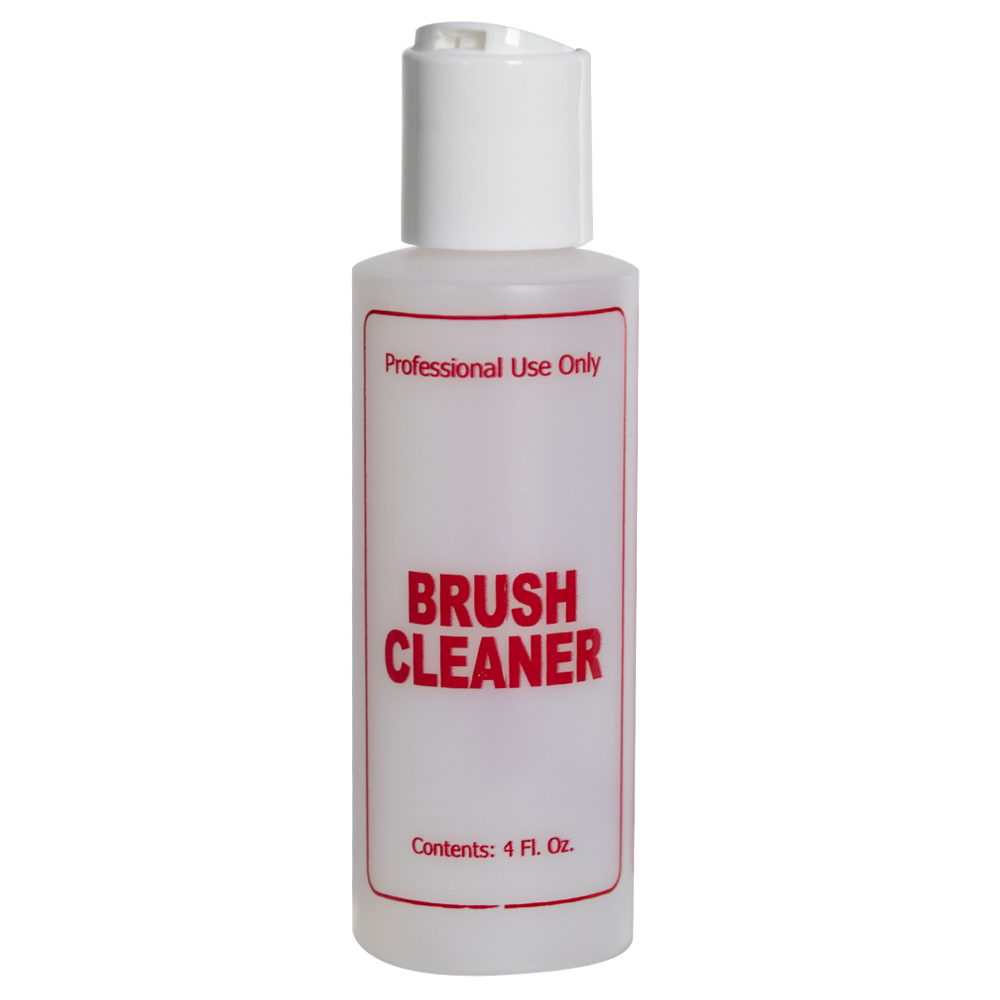 4 oz. Natural HDPE Cylinder Bottle with 24/410 White Polypropylene Disc-Top Dispensing Cap & Red "Brush Cleaner" Embossed