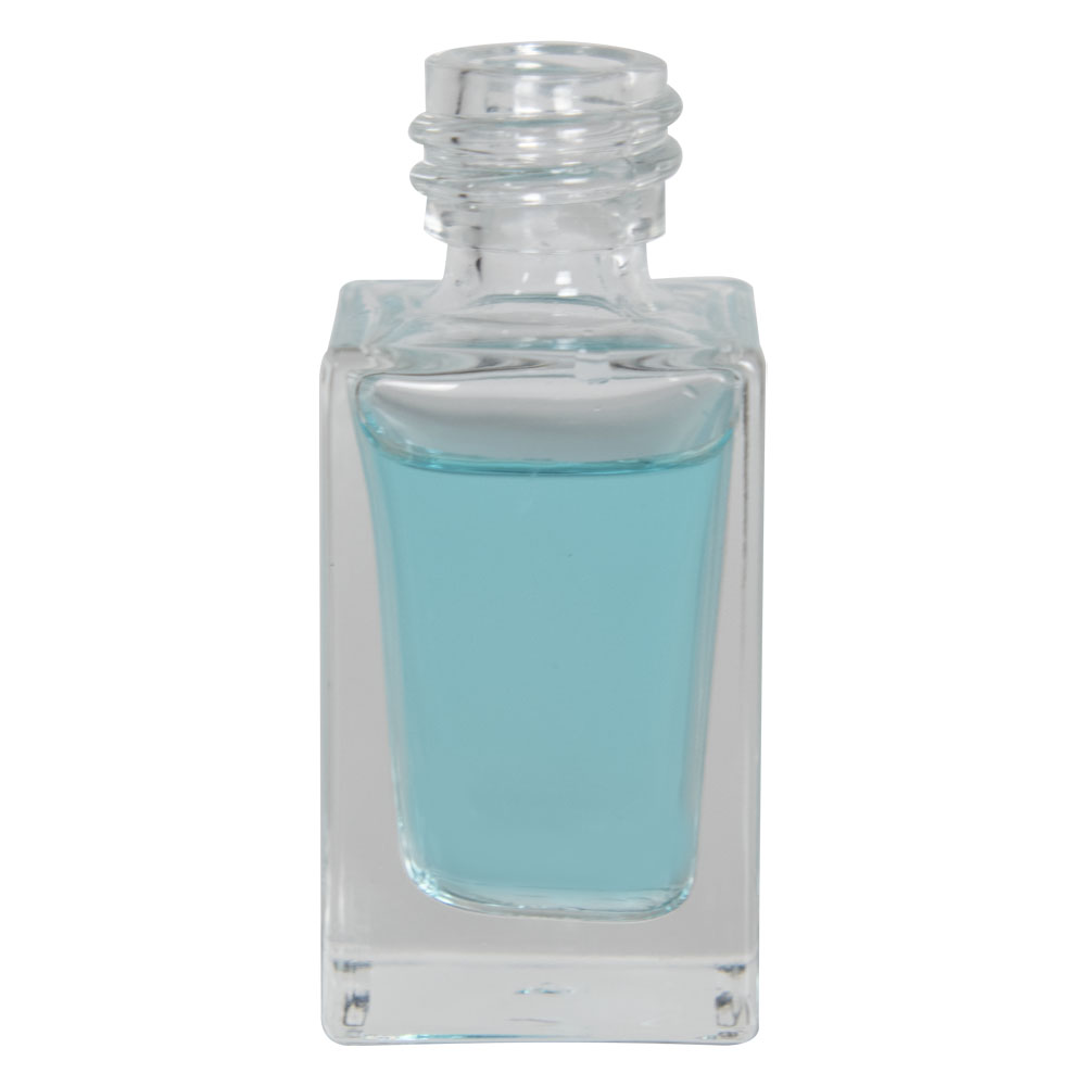 15mL Clear Tall Slim Square Glass Bottle with 18/415 Neck (Cap Sold Separately)