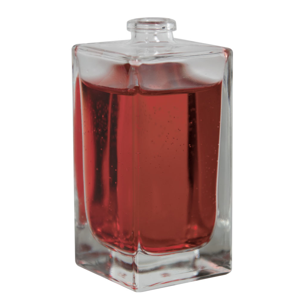 50mL Clear Square Glass Perfume Bottle with 15mm Neck - Case of 108 (Cap Sold Separately)