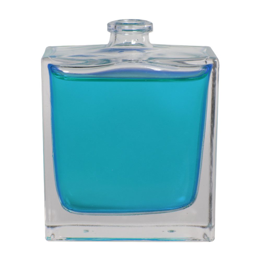 50mL Clear Squat Rectangle Glass Perfume Bottle with 15mm Neck - Case of 96 (Cap Sold Separately)