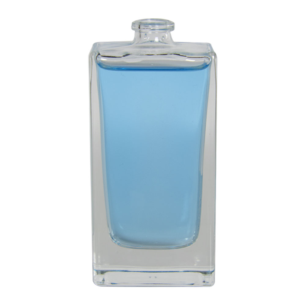 50mL Clear Tall Rectangle Glass Perfume Bottle with 15mm Neck - Case of 64 (Cap Sold Separately)