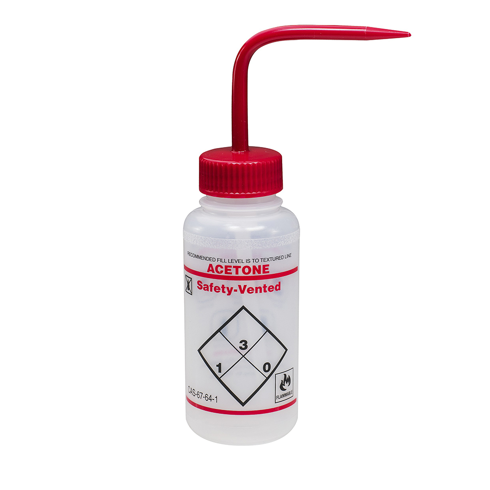 250mL Scienceware® Acetone Safety Vented® Labeled Wash Bottles Pack