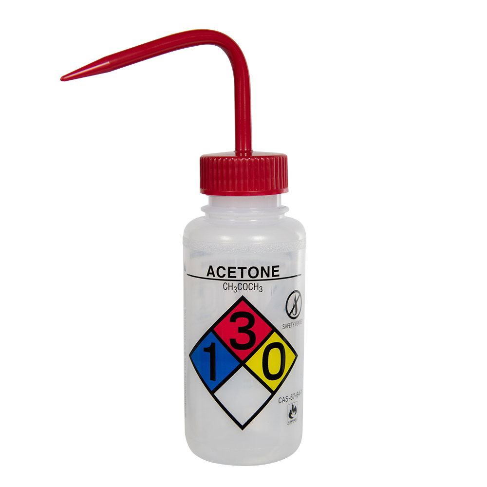 250mL (8 oz.) Scienceware® Acetone SafetyVented & Labeled Wide Mouth