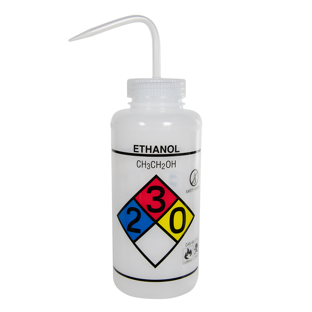 1000mL (32 oz.) Scienceware® Ethanol SafetyVented & Labeled Wide Mouth