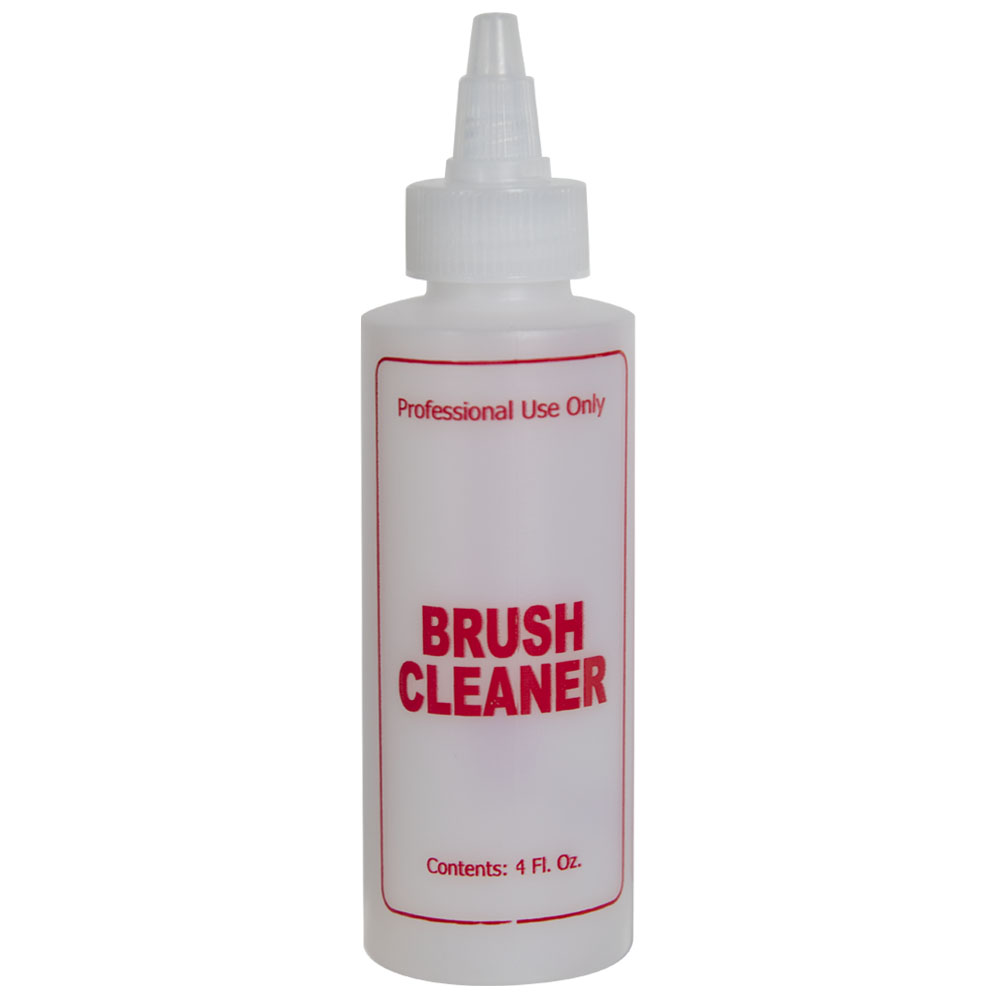 4 oz. Natural HDPE Cylinder Bottle with 24/410 Twist Open/Close Cap & Red "Brush Cleaner" Embossed