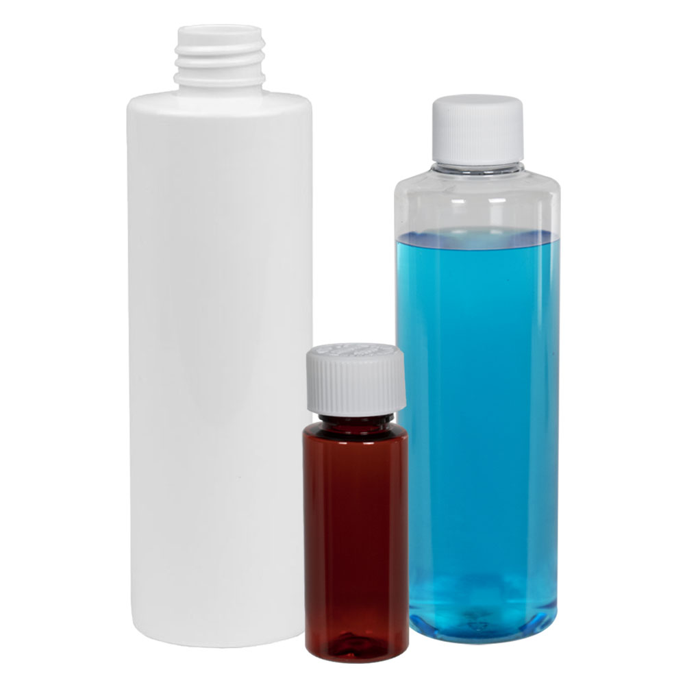 2 oz. Clear PET Cylindrical Bottle with 20/410 White Ribbed Cap with F217 Liner