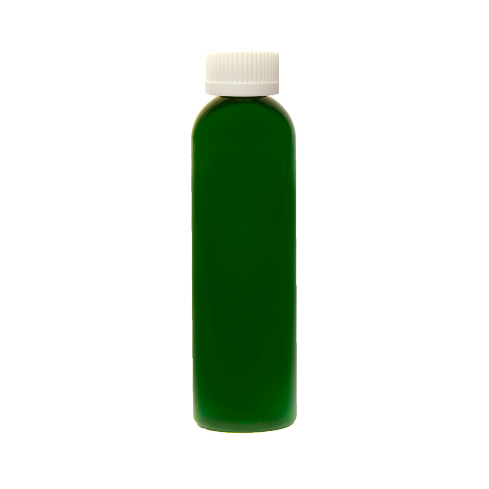 6 oz. Dark Green PET Cosmo Round Bottle with 24/410 White Ribbed CRC Cap with F217 Liner