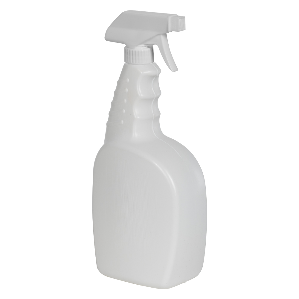 32 oz. White HDPE Trigger Spray Bottle with 28/400 White Polypropylene Sprayer U.S. Plastic Corp.