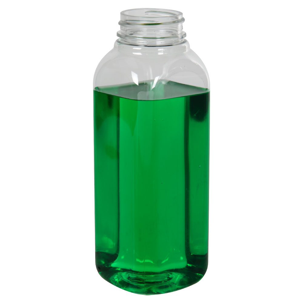 12 oz. Clear PET French Square Bottle with 38/400 Neck (Cap Sold Separately)