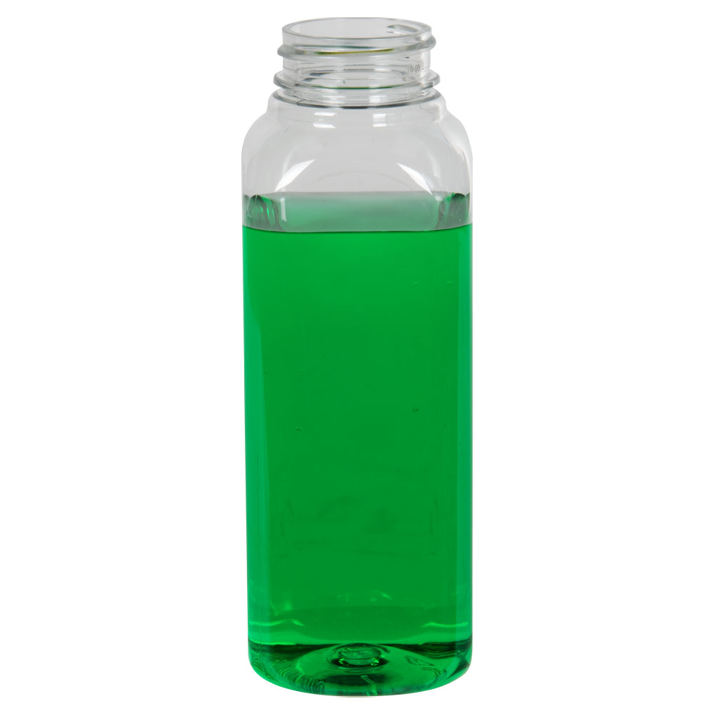 12 oz. Clear PET French Square Bottle with 38/400 Neck (Cap Sold Separately)