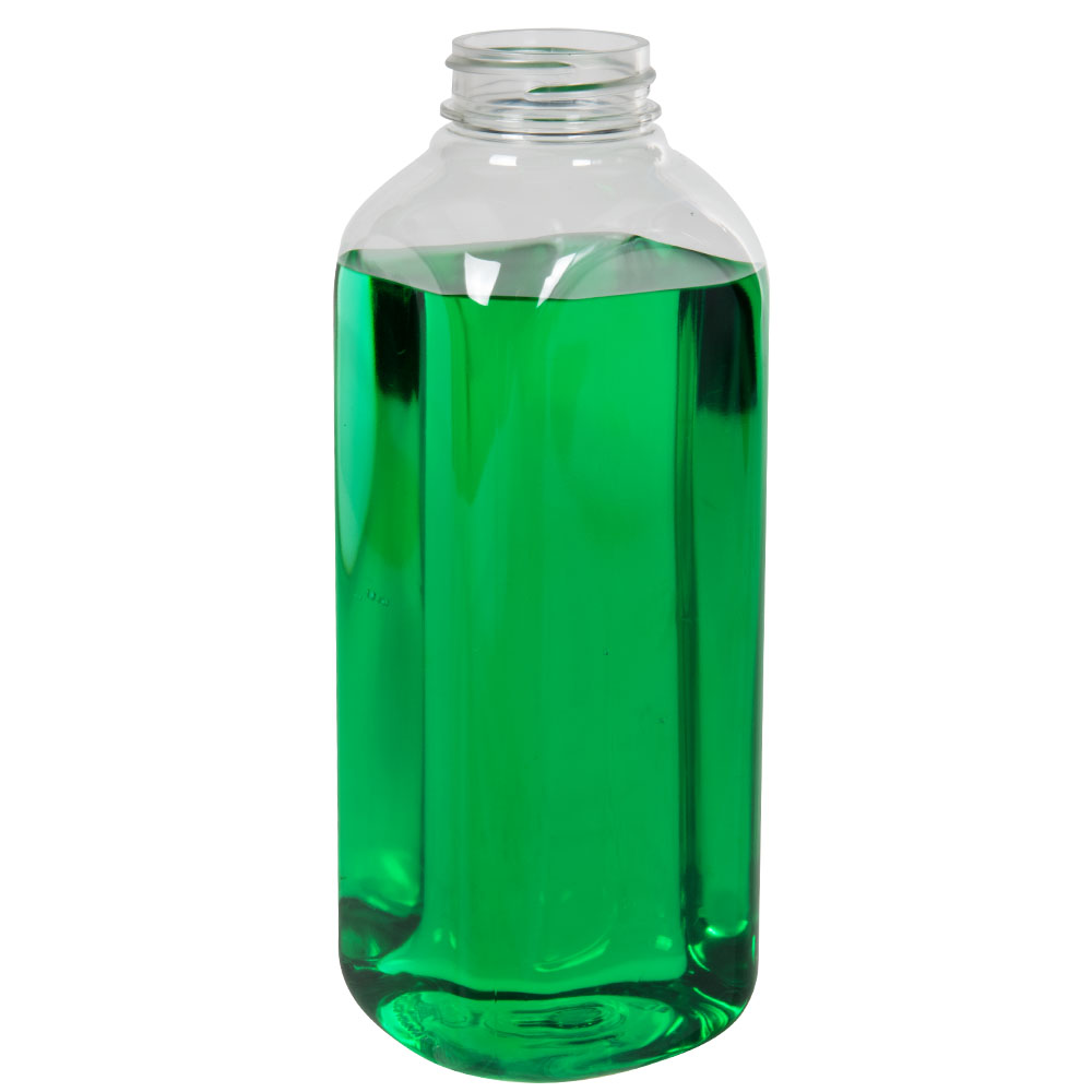 20 oz. Clear PET French Square Bottle with 38/400 Neck (Cap Sold Separately)
