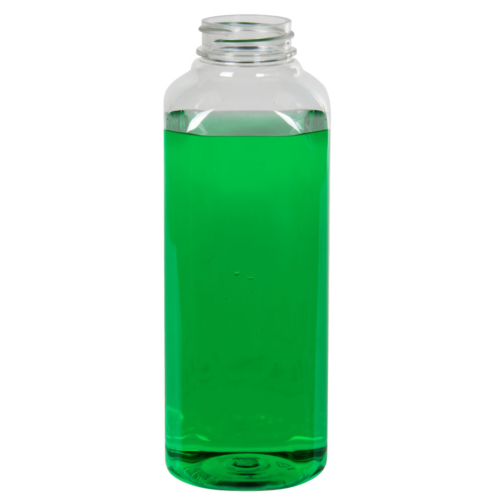 20 oz. Clear PET French Square Bottle with 38/400 Neck (Cap Sold Separately)