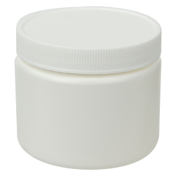 6 oz. White HDPE Wide Mouth Round Jar with 70/400 White Ribbed Cap with F217 Liner