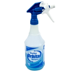 24 oz. HDPE Orbital Spray Bottle with Blue & White Sprayer