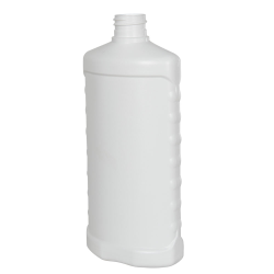 16 oz. White HDPE Oval Bottle with Side Grips & 28/410 Neck  (Cap Sold Separately)