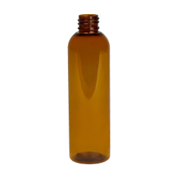 4 oz. Clarified Amber PET Cosmo Round Bottle with 20/410 Neck (Cap Sold Separately)
