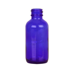 2 oz. Cobalt Glass Boston Round Bottle with 20/400 Neck (Cap Sold Separately)