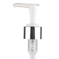 24/410 Silver/White Smooth Lotion Pump - 6-1/16" Dip Tube