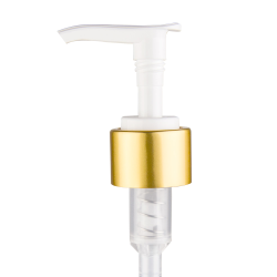 24/410 Brushed Gold/White Smooth Lotion Pump - 6-1/16" Dip Tube