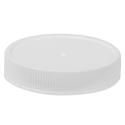 58/400 White Polypropylene Deep Recessed Unlined Ribbed Cap