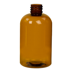 4 oz. Clarified Amber PET Squat Boston Round Bottle with 20/410 Neck (Caps Sold Separately)