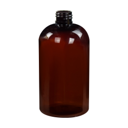 12 oz. Amber PET Squat Boston Round Bottle with 24/410 Neck (Caps Sold Separately)