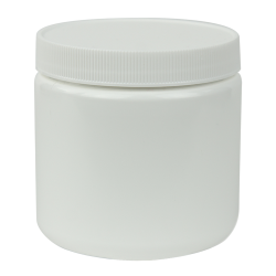 16 oz. White HDPE Wide Mouth Round Jar with 89/400 White Ribbed Cap with F217 Liner