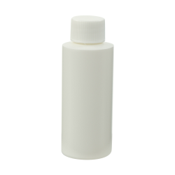 2 oz. White HDPE Cylindrical Sample Bottle with 20/410 White Ribbed Cap with F217 Liner