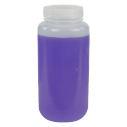 1000mL HDPE Wide Mouth Pre-Cleaned Container with Certified Bar Code & Cap - Case of 50