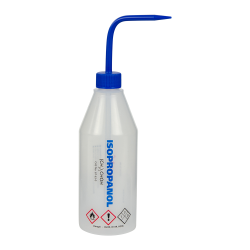 500mL Isopropanol Labeled Sloping Shoulder Wash Bottle with Blue Dispensing Nozzle