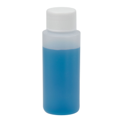 2 oz. Natural HDPE Cylindrical Sample Bottle with 24/410 White Ribbed Cap with F217 Liner
