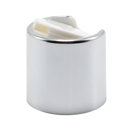 28/410 Silver & White Polypropylene Dispensing Disc-Top Cap with 0.332" Orifice