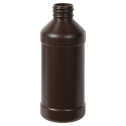 8 oz. Brown HDPE Modern Round Bottle with 28/410 Neck (Cap Sold Separately)