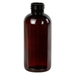 4 oz. Light Amber PET Traditional Boston Round Bottle with 24/410 Neck (Cap Sold Separately)
