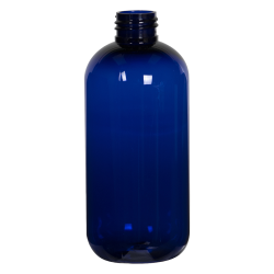 8 oz. Cobalt Blue PET Traditional Boston Round Bottle with 24/410 Neck (Cap Sold Separately)