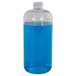 16 oz. Clear PET Traditional Boston Round Bottle with 24/410 Neck (Cap Sold Separately)