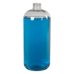 32 oz. Clear PET Traditional Boston Round Bottle with 28/410 Neck (Cap Sold Separately)