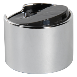 24/410 Silver & Black Polypropylene Oversized Dispensing Disc-Top Cap with 0.250" Orifice