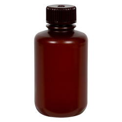 125mL Nalgene™ Narrow-Mouth Translucent Amber HDPE Bottle with 24/415 Cap