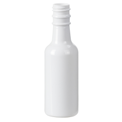 1.7 oz. White PET Round Sauce Bottle with 18mm Kerr Neck (Cap Sold Separately)