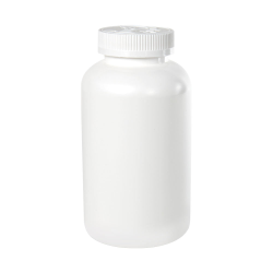 32 oz./950cc White HDPE Wide Mouth Packer Bottle with 53/400 White Ribbed CRC Cap with F217 Liner