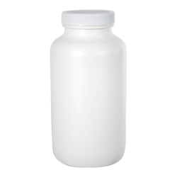 625cc/21.1 oz. White HDPE Packer Bottle with 53/400 White Ribbed Cap with F217 Liner
