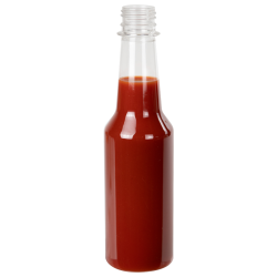 10 oz. Clear PET Grenadine Bottle with 28mm PCO Neck (Cap Sold Separately)