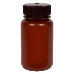 125mL Nalgene™ Wide Mouth Translucent Amber HDPE Bottle with 38/415 Cap