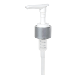 24/410 Brushed Aluminum/White Smooth Lotion Pump - 6-1/16" Dip Tube