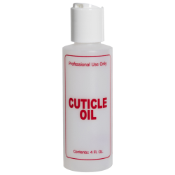 4 oz. Natural HDPE Cylinder Bottle with 24/410 White Disc Top Cap & Red "Cuticle Oil" Embossed