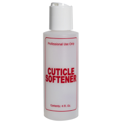 4 oz. Natural HDPE Cylinder Bottle with 24/410 White Disc Top Cap & Red "Cuticle Softener" Embossed