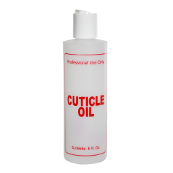 8 oz. Natural HDPE Cylinder Bottle with 24/410 White Disc Top Cap & Red "Cuticle Oil" Embossed