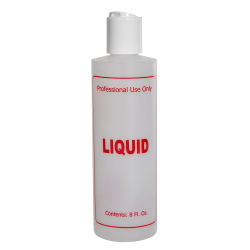 8 oz. Natural HDPE Cylinder Bottle with 24/410 White Disc Top Cap & Red "Liquid" Embossed